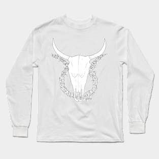 Taurus Skull - Black and White Long Sleeve T-Shirt